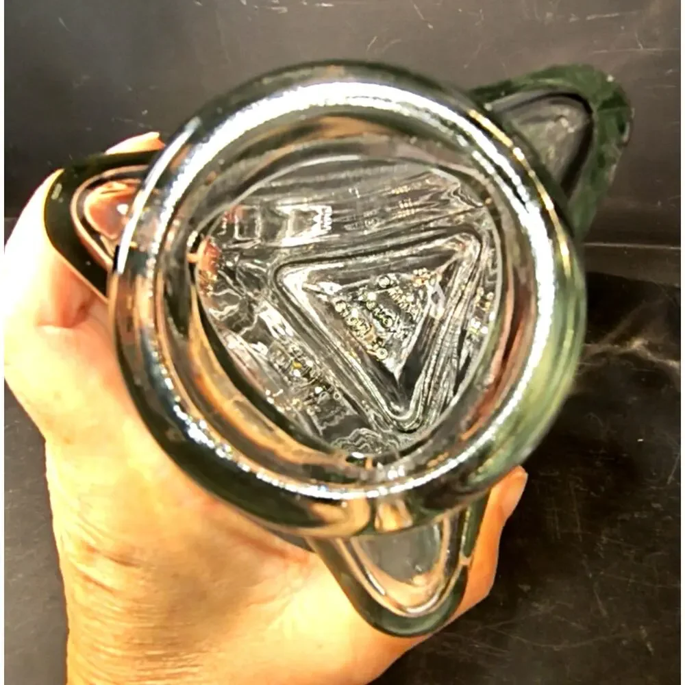 2043.  Unique Vintage 1980s Triangular Glass Storage Canister Apothecary Jar